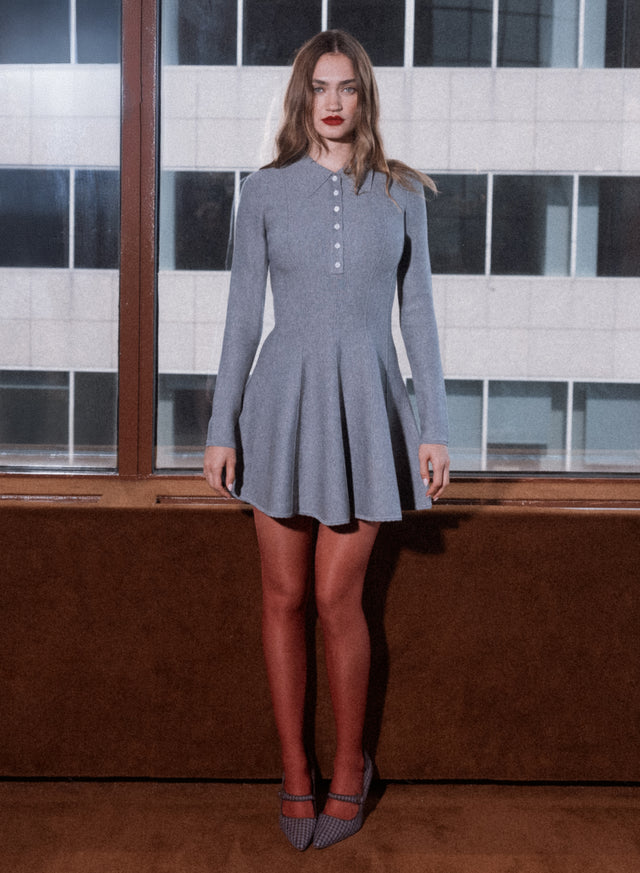 Medium heather grey - Henley Flared Corset Dress | Fleur du Mal