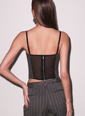 Dark grey pinstripe - Maxwell Bustier | Fleur du Mal