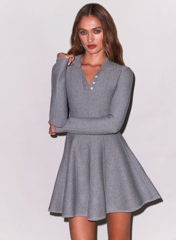 Medium heather grey - Henley Flared Corset Dress | Fleur du Mal